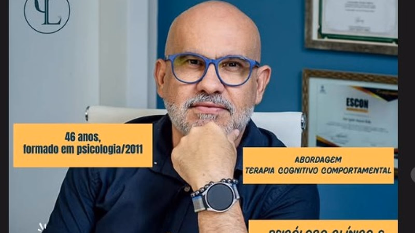 Luís Mello no consultório com destaques editoriais sobre formação e abordagem em TCC